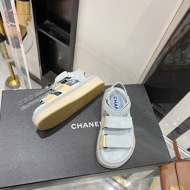Chanel香奈兒22AW新款涼鞋系列小紅書爆款魔術貼女士休閒涼鞋 dx2632